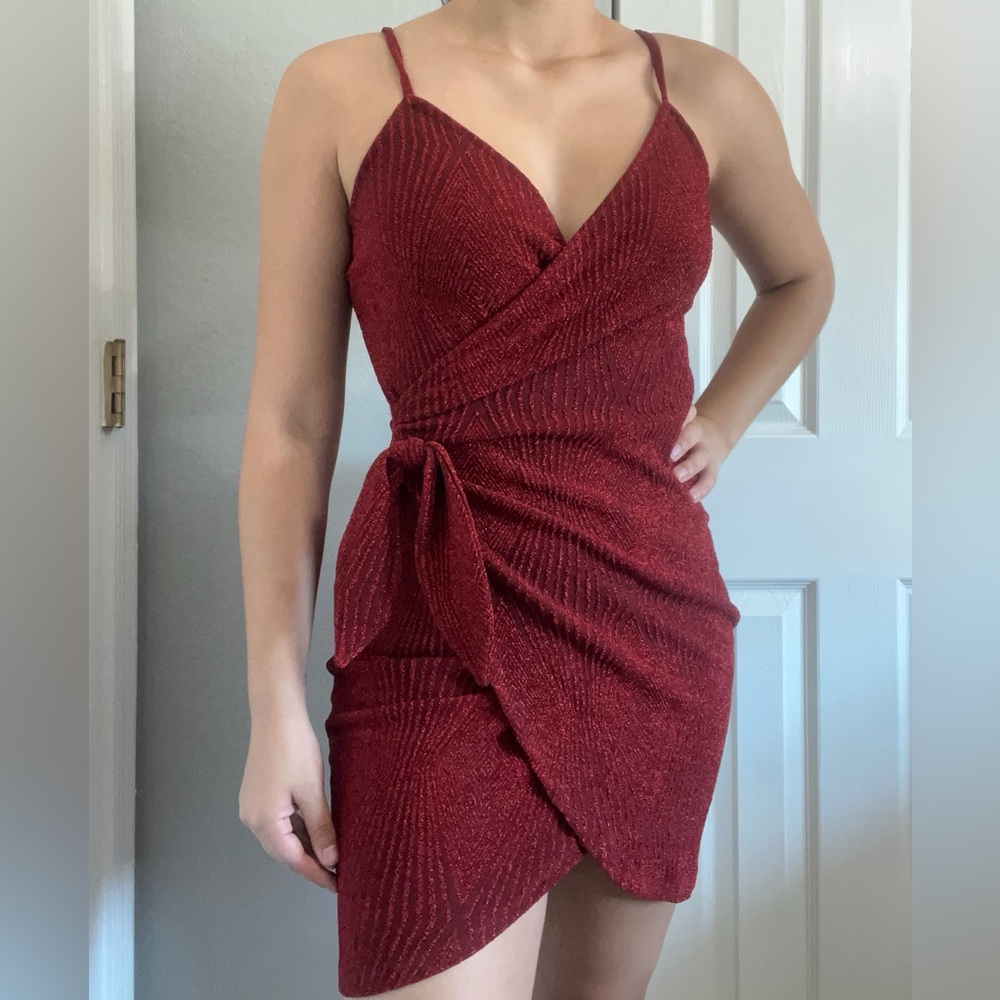 Windsor Burgundy Wrap Mini Dress